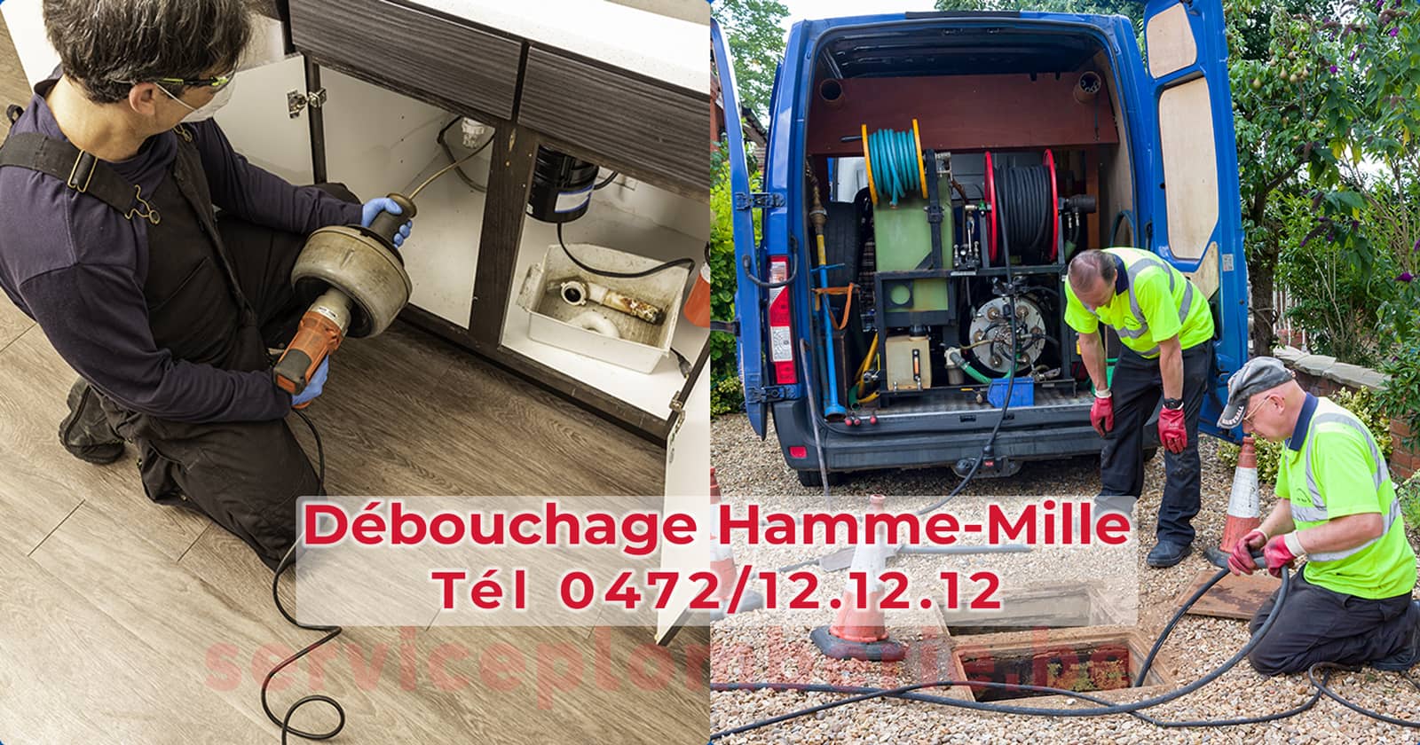 Débouchage Hamme-Mille d'égout Service Plomberie Tél 0472/12.12.12