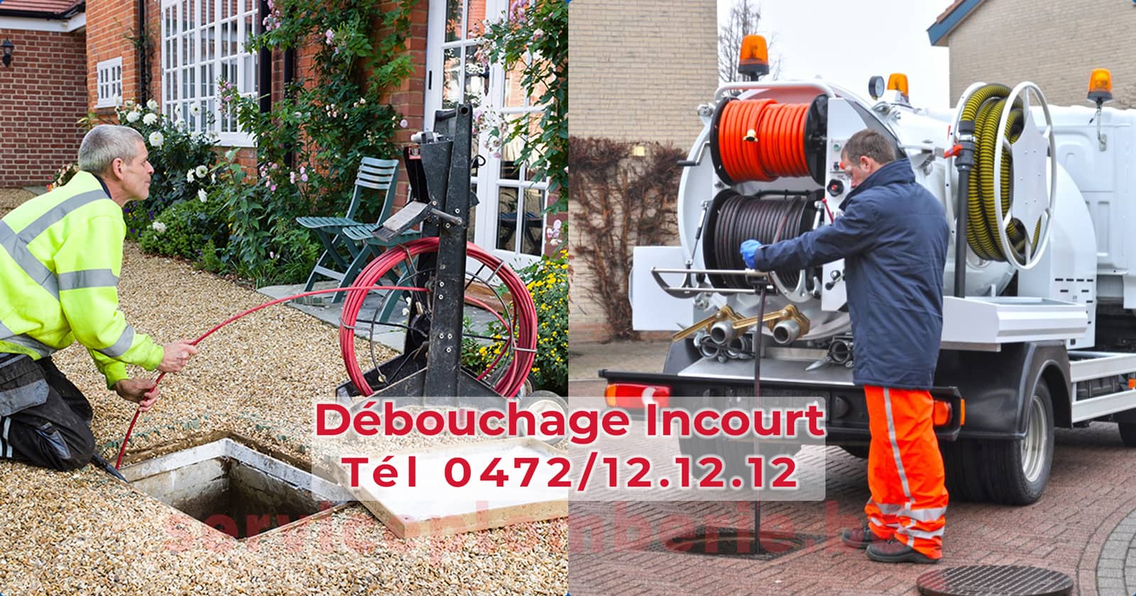 Débouchage Incourt d'égout Service Plomberie Tél 0472/12.12.12
