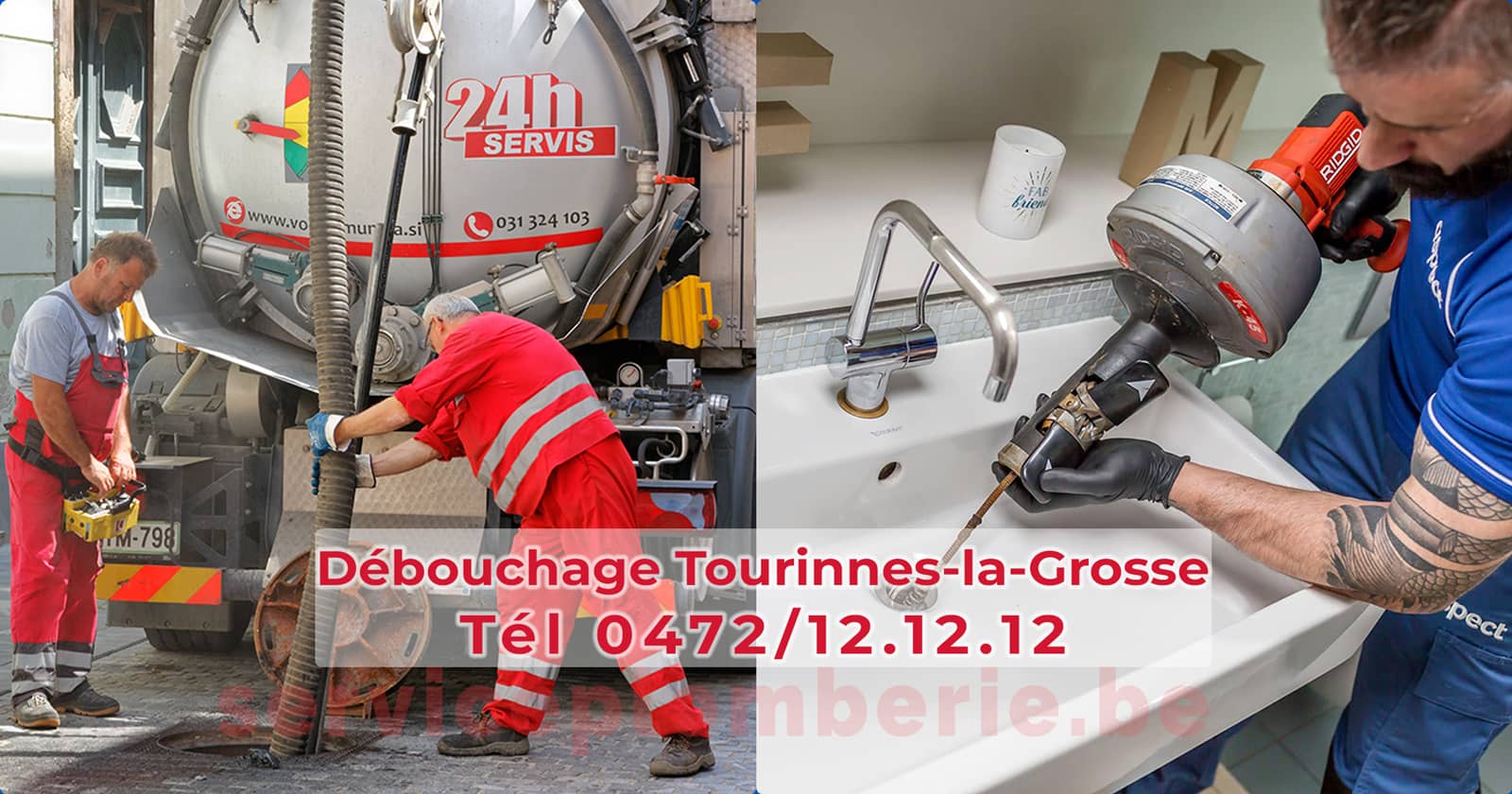 Débouchage Tourinnes-la-Grosse d'égout Service Plomberie Tél 0472/12.12.12